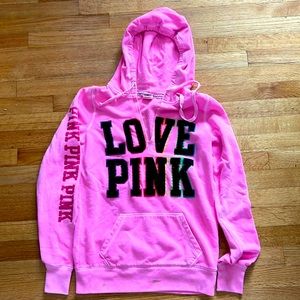 Pink brand, Love Pink bright pink hoodie, size small